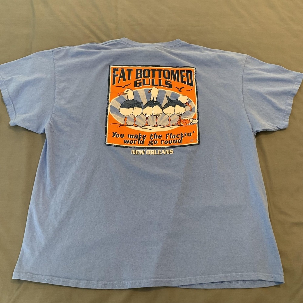 Gildan Fat Bottomed Gulls Shirt Mens 2XL Blue New Orleans Graphic Tee T-Shirt - Picture 8 of 9